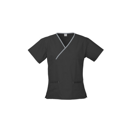 Ladies Contrast Crossover Scrubs Top