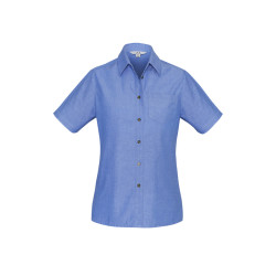 Ladies Wrinkle Free Chambray Short Sleeve Shirt