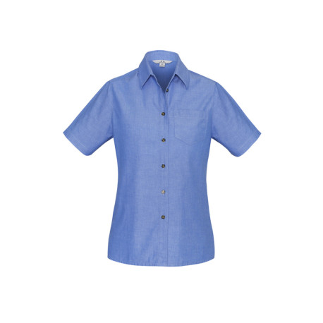 Ladies Wrinkle Free Chambray Short Sleeve Shirt