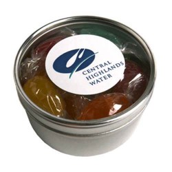 12 Boiled Lollies Packed in Small Round Window Tins