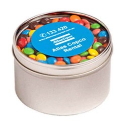 2x50gm Bags M&Ms Packed in Small Round Window Tins