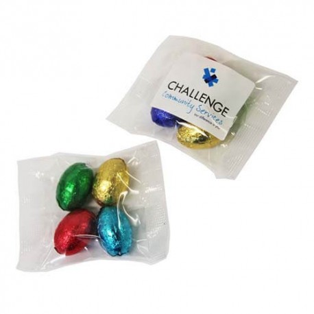 4 Mini Solid Chocolate Easter Eggs Packed in Cello Bags
