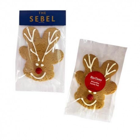 50g Gingerbread Reindeer Cookie Packed in Cello Bags