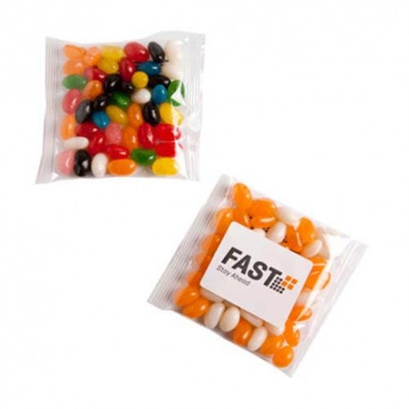 50g Jelly Beans Packed in Cello Bags with Sticker