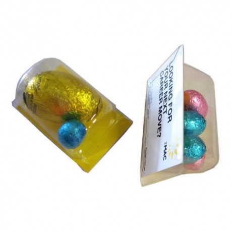 9 Mini Chocolate Easter Eggs Packed in Biz Card Sleeve