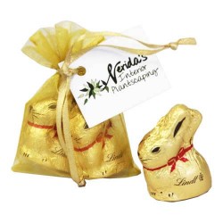 2 Gold Lindt Bunny Packed in Organza Bag