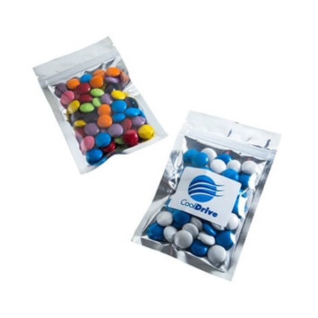 50g Chocolate Beans Packed in Silver Zip Lock Bag