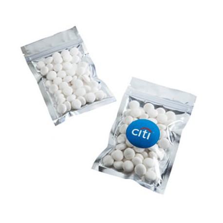 50g Mints Packed in Silver Zip Lock Bag