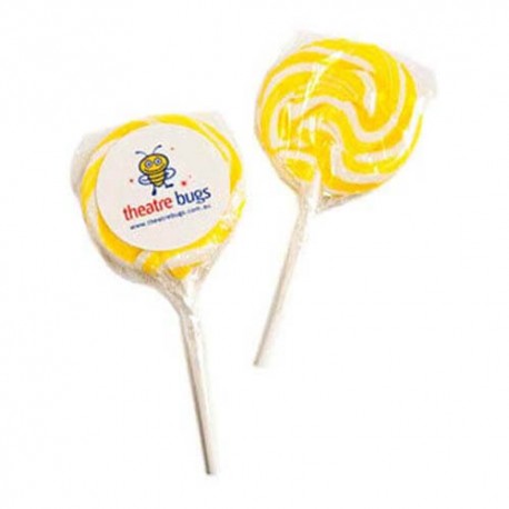 16-20g Yellow Medium Candy Lollipops With Sticker