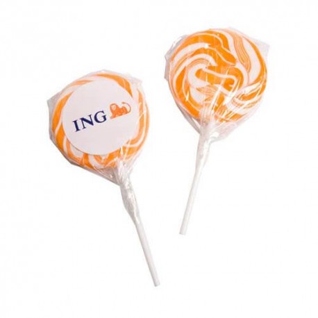 16-20g Orange Candy Lollipops With Sticker