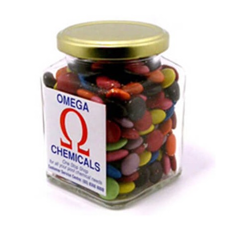 170g Chocolate Beans Packed in Glass Square Jars