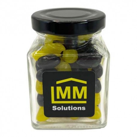 100g Jelly Beans Packed in Small Glass Square Jars