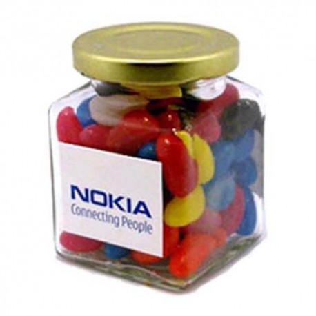 170g Jelly Beans Packed in Glass Square Jars