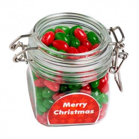 130g Christmas Jelly Beans Packed in Glass Clip Lock Jars