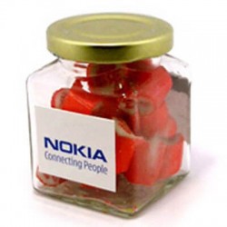 135g Personalised Rock Candy Packed in Glass Square Jars