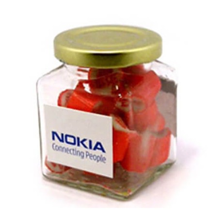 135g Personalised Rock Candy Packed in Glass Square Jars