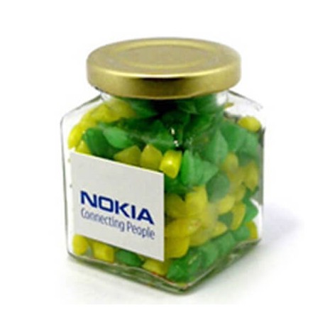 140g Humbugs Packed in Glass Square Jars