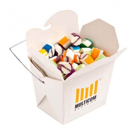100g Personalised Rock Candy Packed in White Cardboard Noodle Boxes