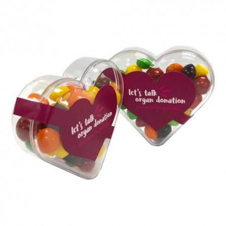 50g Skittles Packed in Acrylic Hearts