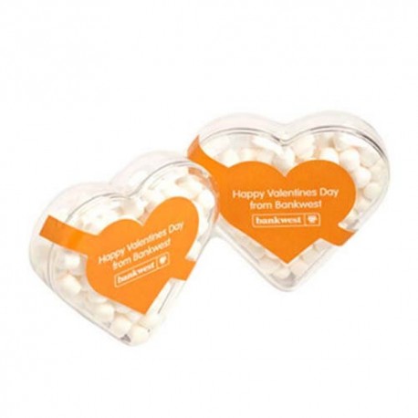 50g Chewy Mints Packed in Acrylic Hearts