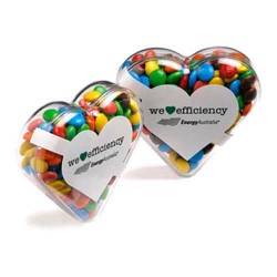 50g M&Ms Packed in Acrylic Hearts
