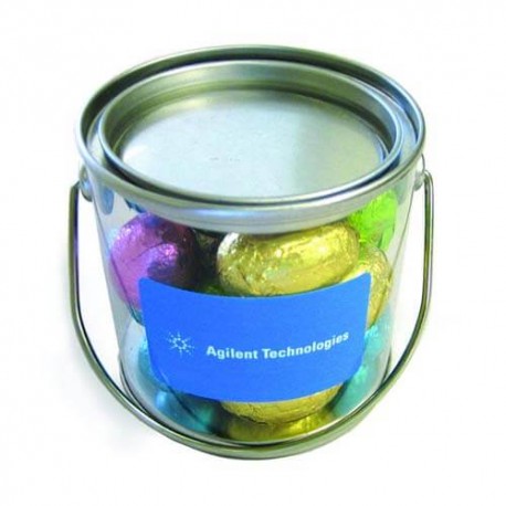 130g Mini Solid Chocolate Easter Eggs Packed in Small PVC Buckets