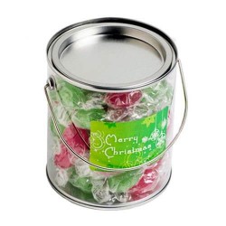 550g Christmas Twist Wrapped Boiled Lollies Packed in Big PVC Buckets