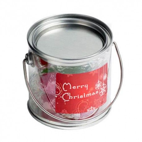 120g Christmas Twist Wrapped Boiled Lollies Packed in Small PVC Buckets