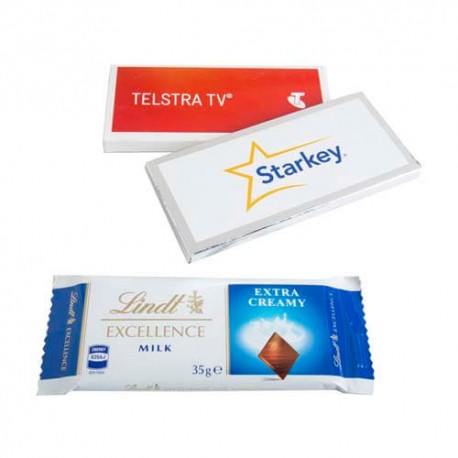 35g Lindt Chocolate Bar Packed in silver or white Box - Large custom label