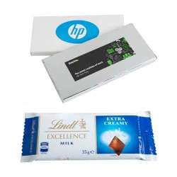 35g Lindt Chocolate Bar Packed in silver or white Box - Custom label 