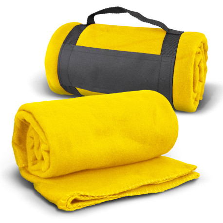 Yellow Glasgow Fleece Blanket with Strap