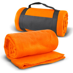 Orange Glasgow Fleece Blanket with Strap