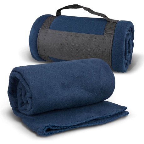 Navy Glasgow Fleece Blanket with Strap