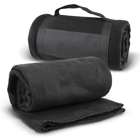 Black Glasgow Fleece Blanket with Strap